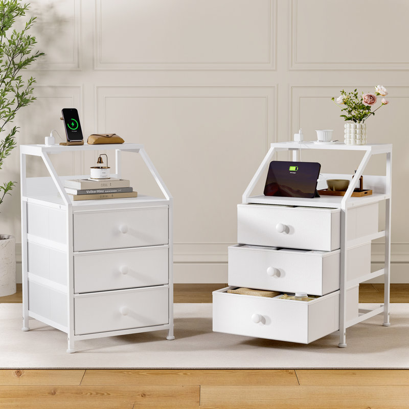 Travison 3 Drawer Bedside Table, White