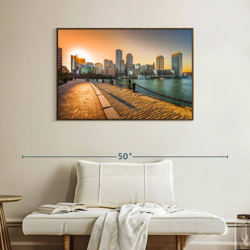 Fan Pier Park, Massachusetts, 40 po x 27 po, Cadre flottant noyer