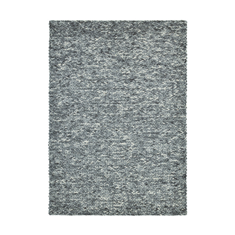 Pinard Solid Colour Hand Woven Hand Loomed Gray Area Rug, Runner 70 x 140cm