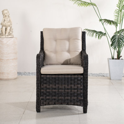 Elegant Woven Rattan Dining Chairs With Cushions (Set Of 2) - Weather-Resistant & Durable For Outdoor/Indoor Use