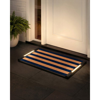 Baytown Door Mat with Pressure-Activated LED Lights, Non-Slip Entryway, All-Weather, Outdoor Doormat 18x30 Coir Insert, Wireless 3AA, Auto Shut-Off, 32.5x18.5 in