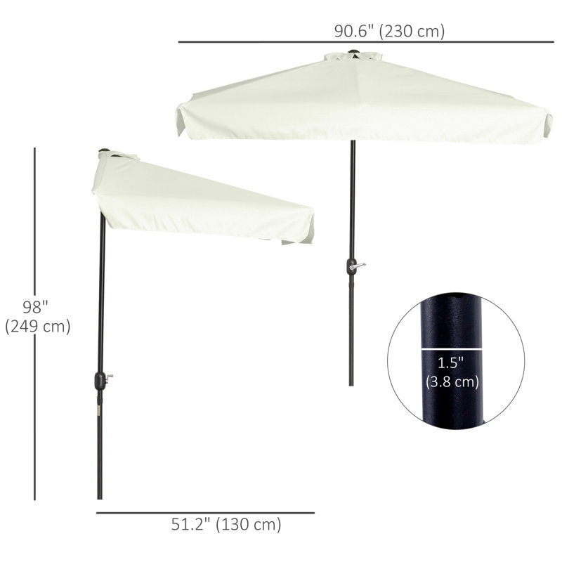 Parasol de plage 90,6 "avec manivelle Stanislao, Crème