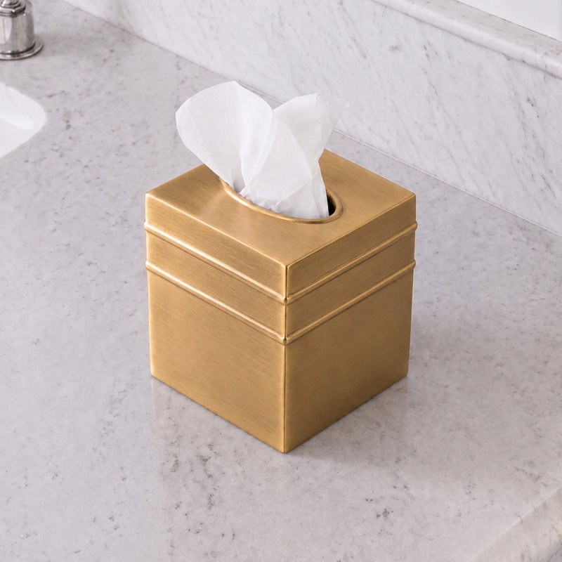 Couvercle de boîte à mouchoirs Border, Brushed Gold