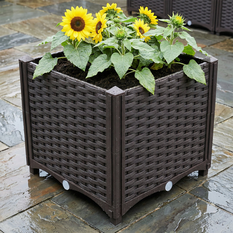 Weather-Resistant Raised Planter Boxes - Extra Deep Self-Watering Bed For Patio & Terrace Gardens