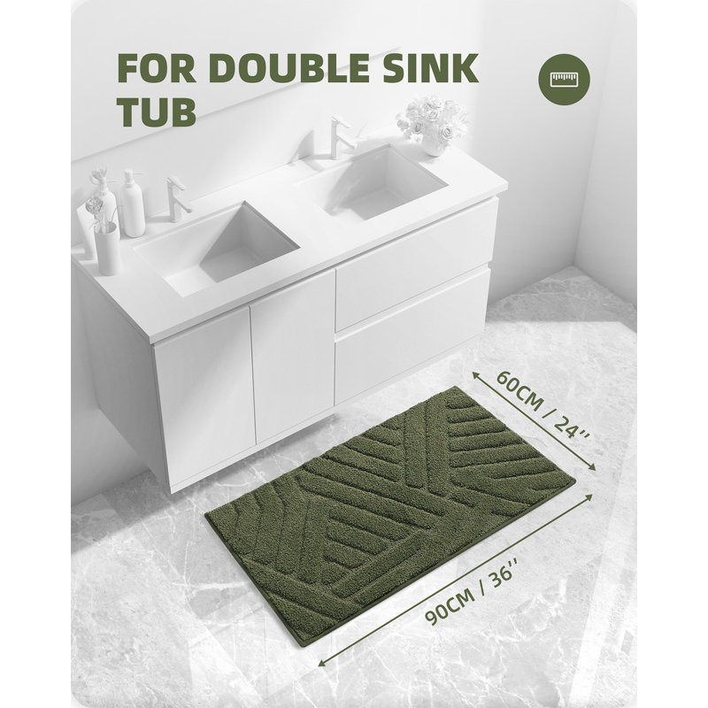 Tapis pour salle de bain Ibnou, L 36 po x l 24 po, Vert