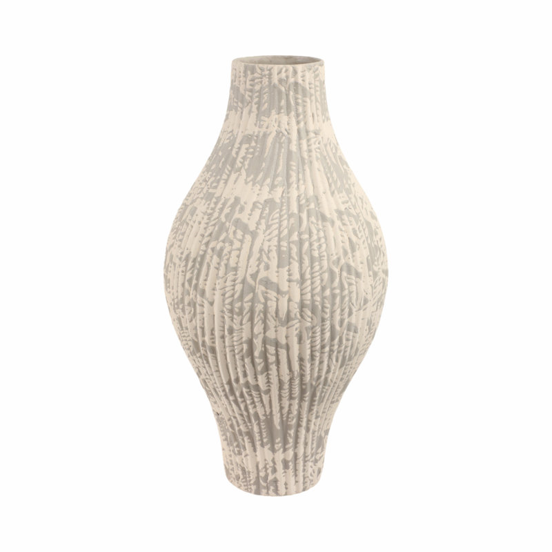 Earthenware Pottery Vase with Textured Design Modern Accent for Home Decor, 20" H x 10" W x 10" D