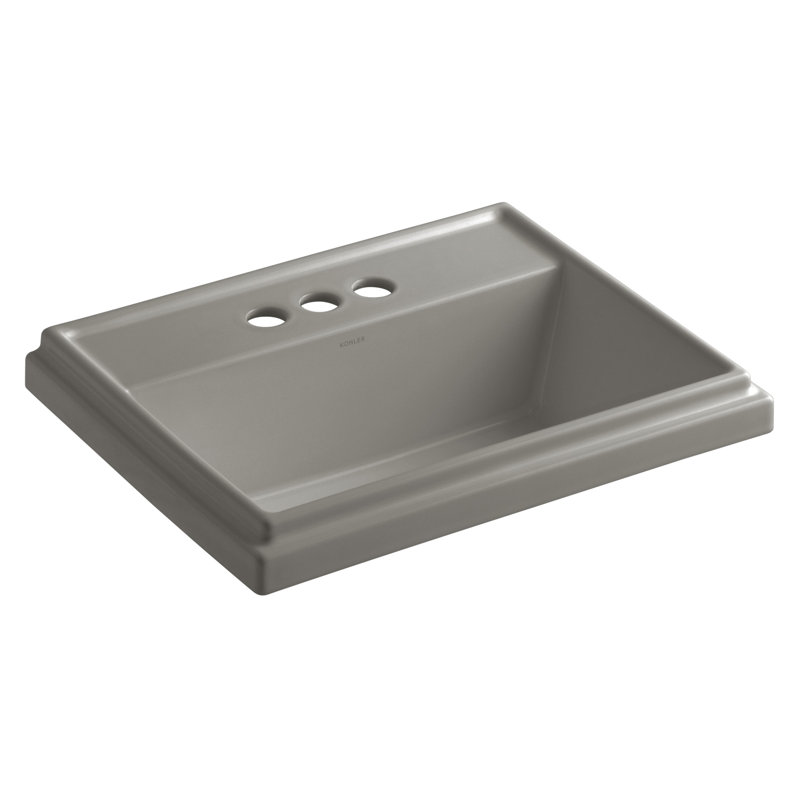 Tresham Ceramic Rectangular Drop-In Bathroom Sink with Overflow, Cashmere, 4'' Centerset