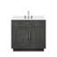 Ensemble de meuble-lavabo simple en chêne noir l 36 po x P 22 po, comptoir en quartz blanc et robinet