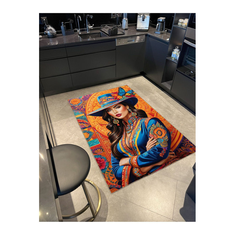 Tapis décoratif tissé à la machine lavable à la machine, Sous-tapis rectangulaire 5 pi 1 po x 7 pi 7 po inc