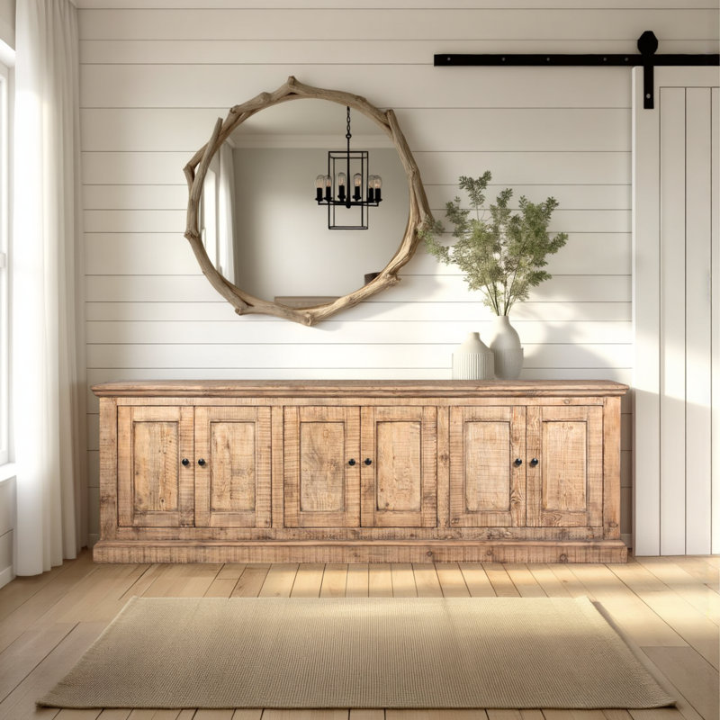 Koski 34" Tall 6-Door Cabinet, Natural Brown