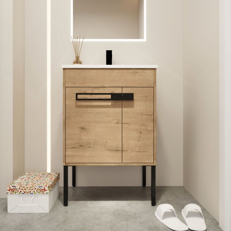 24" Bathroom Vanity With Sink, Freestanding Bathroom Vanity Or Floating Is Optional Conversion
