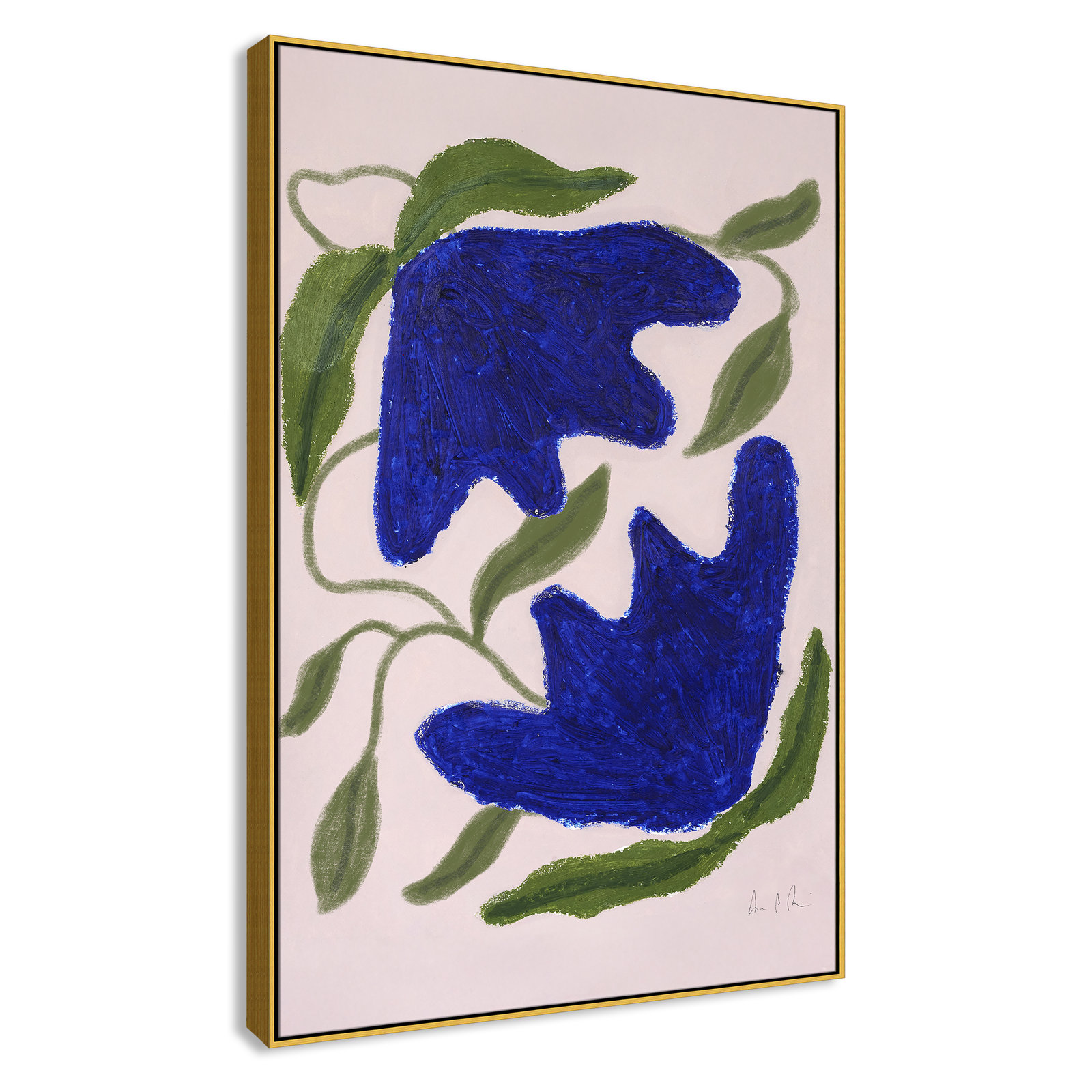 Blue Anemones No. 02 Print by Camilla Bergqvist, Gold, 61.5" H x 41.5" W