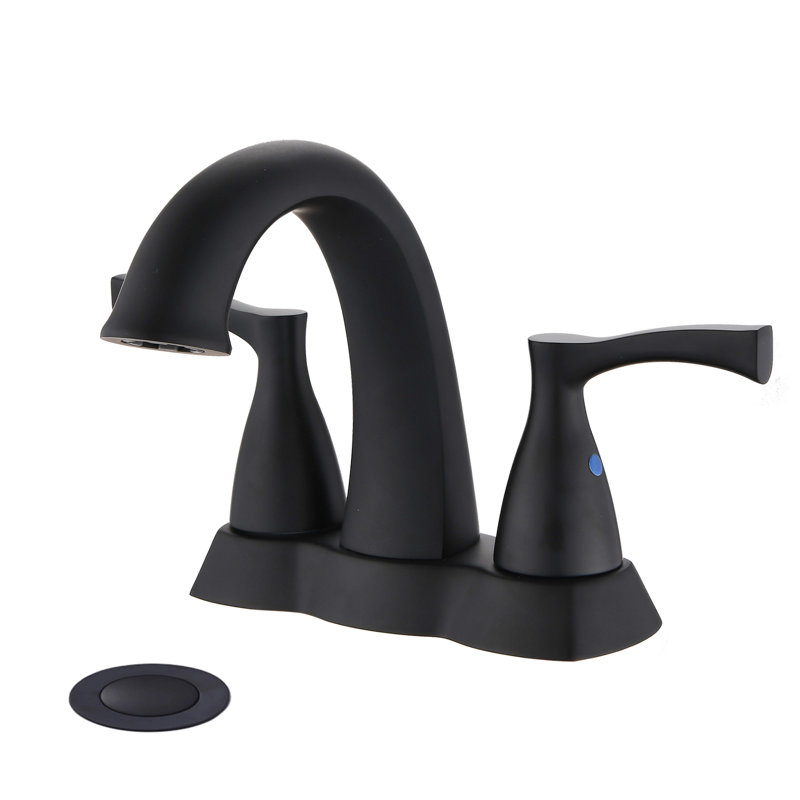 Robinet de lavabo de salle de bain à deux poignées Topcraft avec égouttoir escamotable, Noir mat