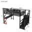 Lit mezzanine double avec escalier, lit mezzanine double en métal avec garde-corps hauts et tablette de rangement, lit mezzanine haut avec garde-robe pour enfants adolescents, noir (date d’arrivée prévue le 2026/5/18)
