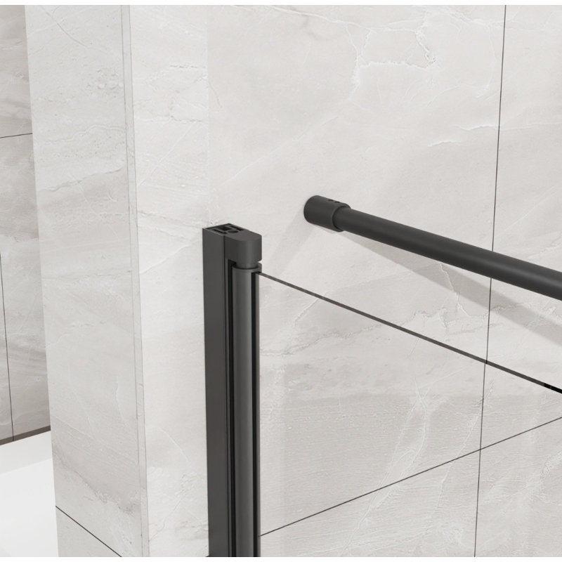 Frameless Corner Shower Enclosure - 36x36x72 in, 1/4 in Clear Tempered Glass, Pivot Opening Black Finish