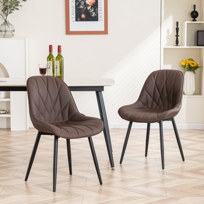 Chaise d'appoint rembourrée en similicuir Chardee, Brun