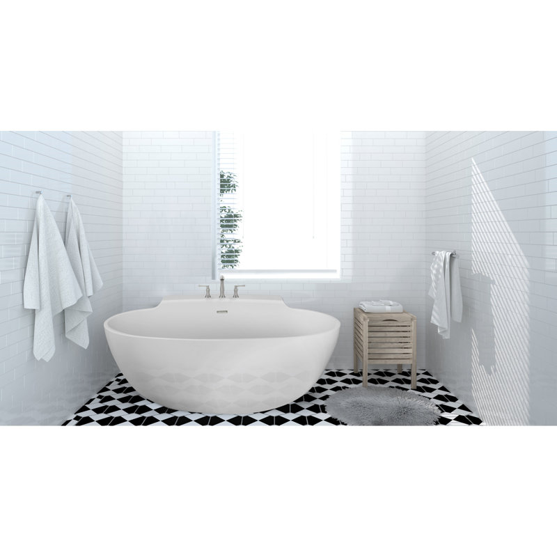 Guthrie 58'' L Freestanding Soaking Bathtub, White, Glossy White