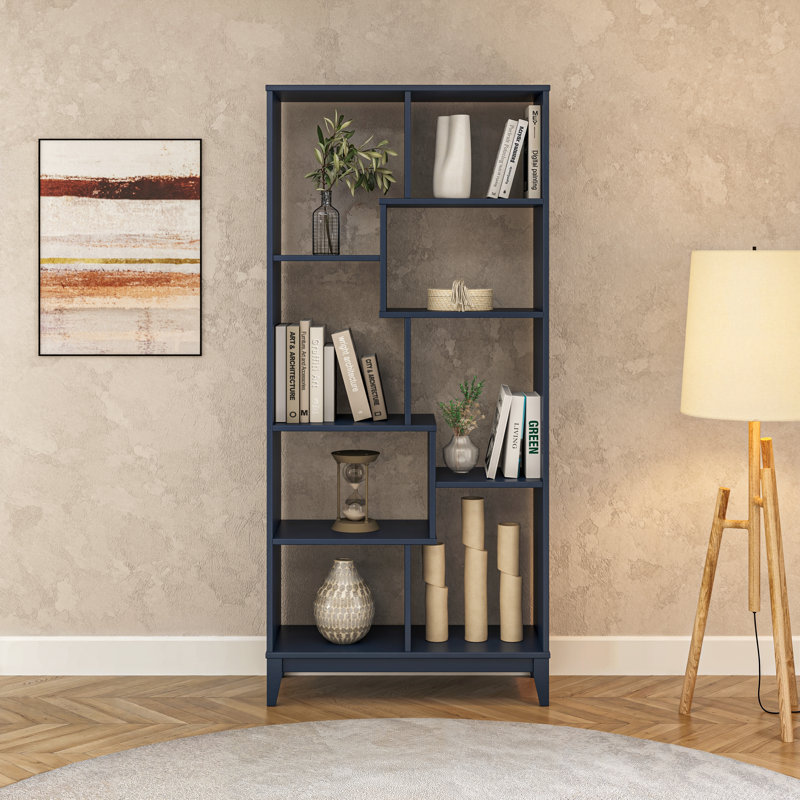 Bibliothèque en bois massif Geometrix, Midnight Blue