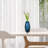 Ava Art Deco Cut Glass Table Vase with Faceted Geometric Design, 7-Inch Decorative Accent Vase, Blue-480352775-480352782