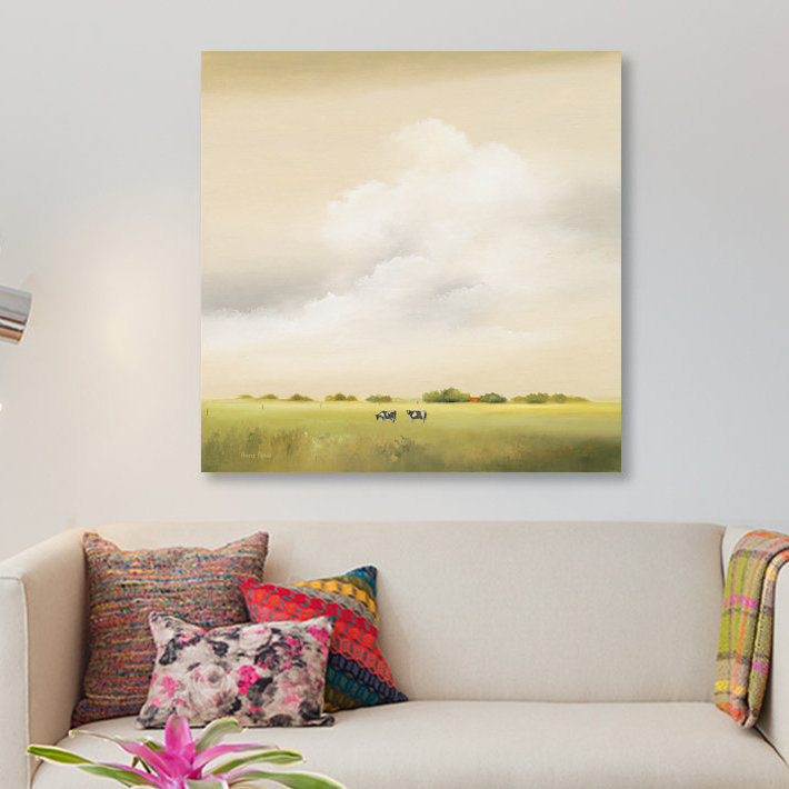 « vaches ii », impression sur toile, H 12 po x l 12 po x P 1,5 po, Pas de tapis, Toile tendue