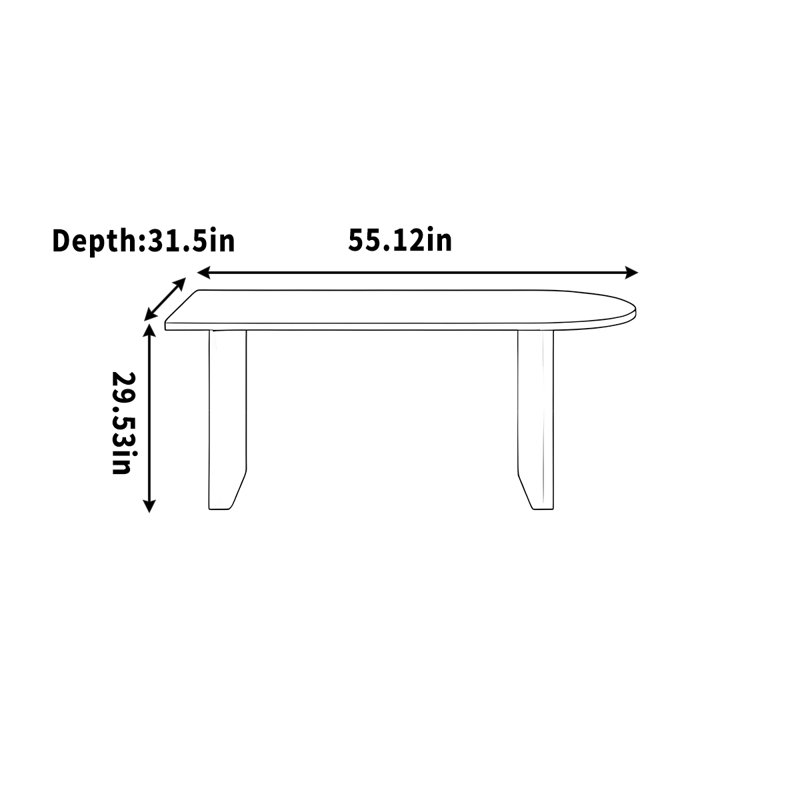 Bureau noir, bureau semi-circulaire et table d'étude, H 29,53 po x l 55,12 po x P 31,5 po