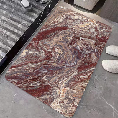 Diatomaceous Earth Bath Mat,Red Hole marbling- Non-Slip Volume Super Absorbent Fast Drying Eco-Friendly Easy to Clean for Bathroom Kitchen Door mat 20×31.5Inch (50 * 80cm)