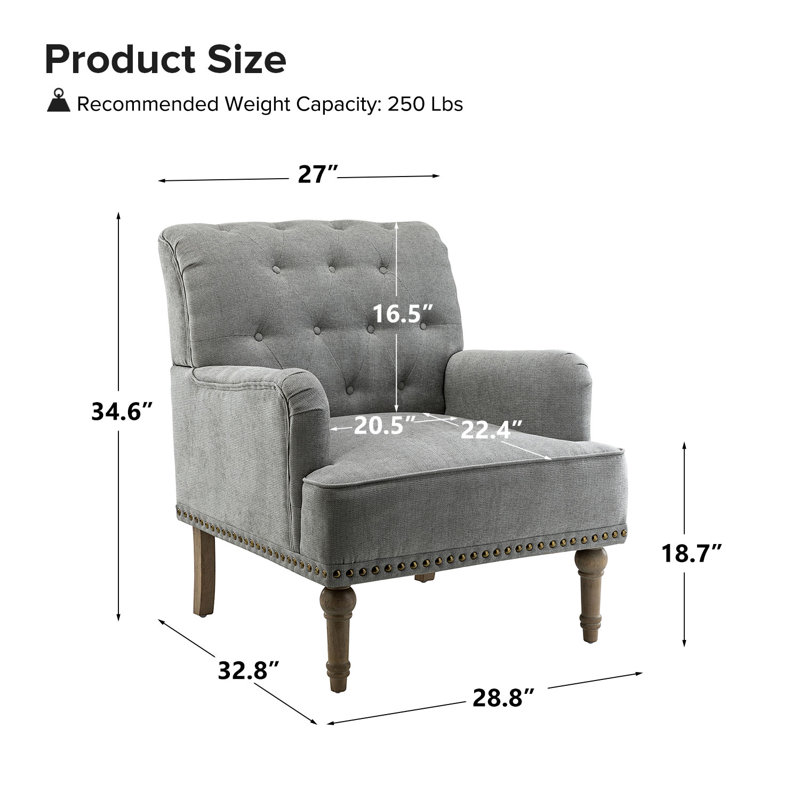 Fauteuil Wilkey, Polyester gris foncé