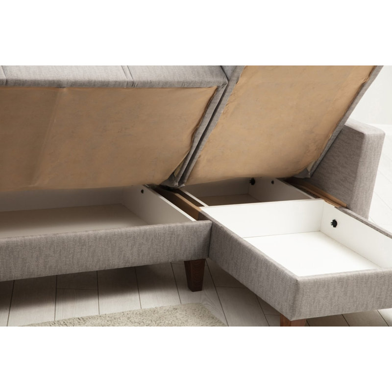 Modern Corner Sofa-Bed, Light Grey, 85.0 x 33.9 x 51.2 inches | Durable Metal/Wood Frame, 26 DNS Sponge Seating, 22 DNS Back Cushion | Perfect for Small Spaces, Stylish & Comfortable Design