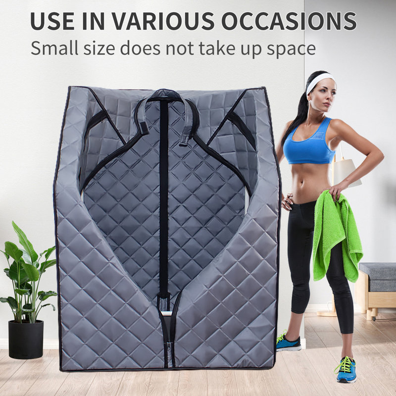 Ancel 1 - Person Portable Traditional Steam Sauna with Remote Control, Gray/Black