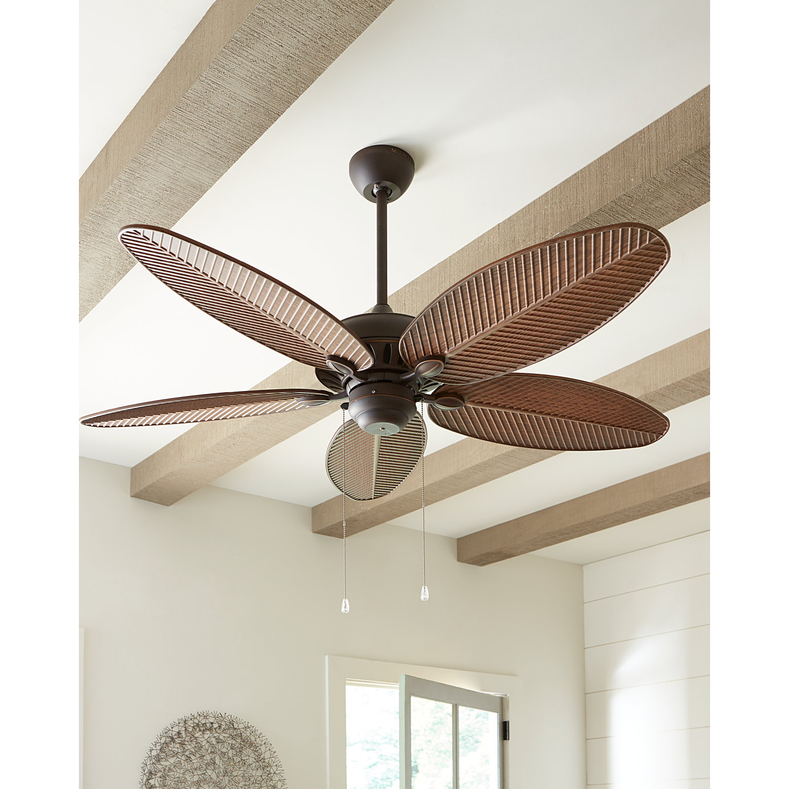 52" Outdoor Ceiling Fan, Roman Bronze with Walnut Blades