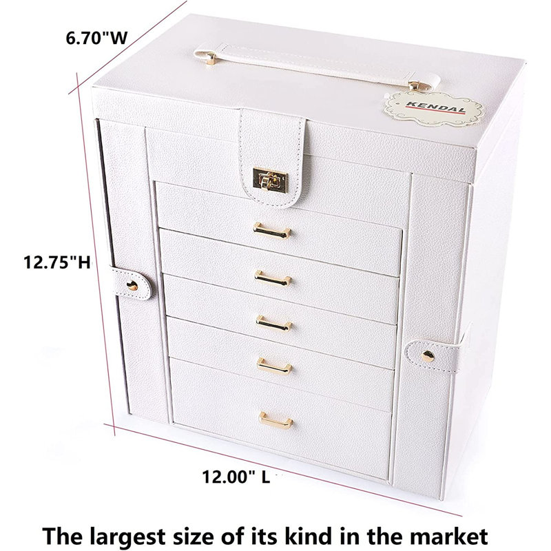 Modern 5-Drawer Faux Leather Jewelry Box