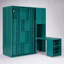 Twin Rotating Wall Murphy Bed with Bookshelf, Top Cabinet, Extendable Desk and Side Storage, Teal
