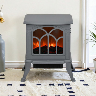 Bûches de foyer électrique autoportantes de 17 pouces avec effet de flamme réaliste 750W 1500W avec protection contre la surchauffe 14,8L x 9W x 17,3H
