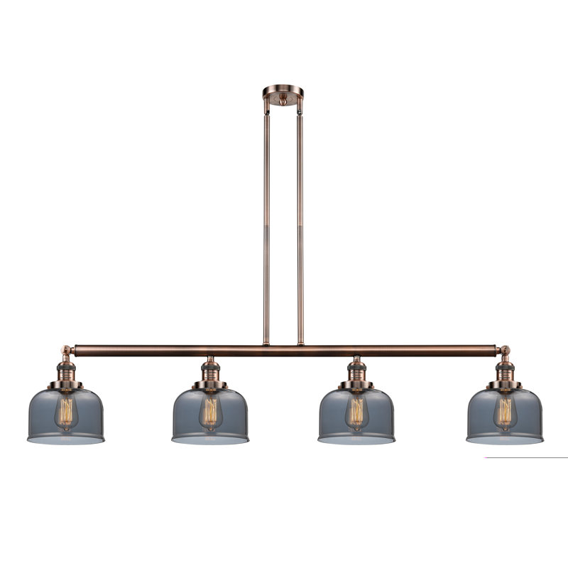 Luminaire suspendu linéaire à 4 lumières pour îlot de cuisine Lemire, H 10 po x l 52,63 po x P 8 po, Plaqué couleur fumée