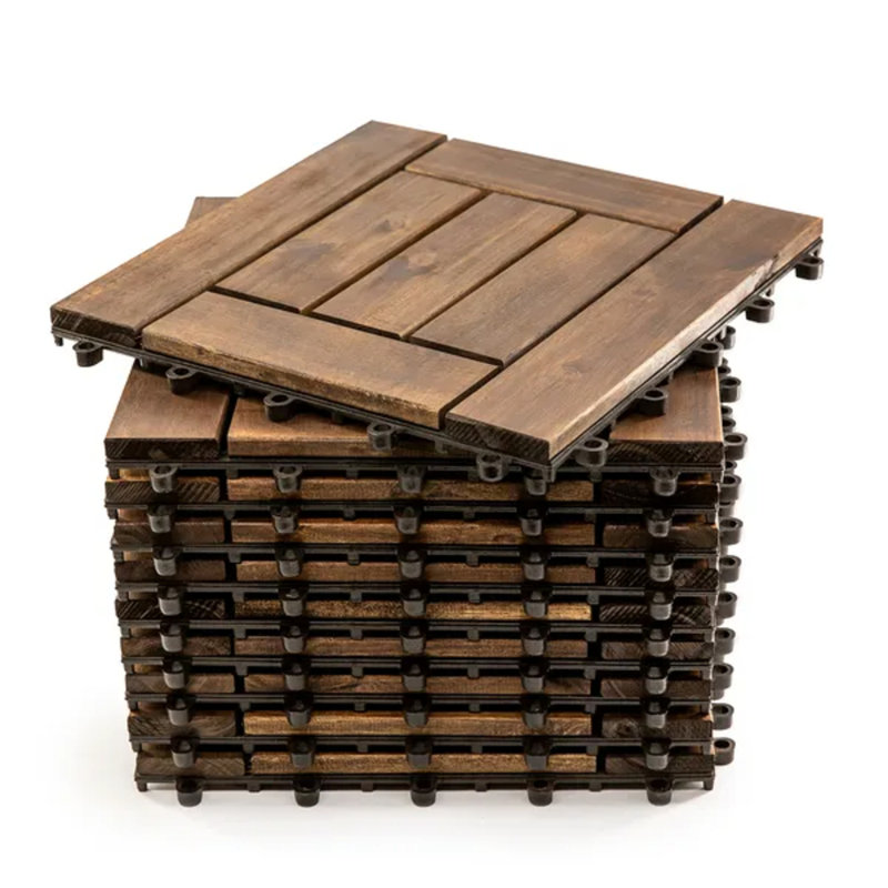 Revêtement de sol en bois d'acacia, paquet de 10, 12 po X 12 po