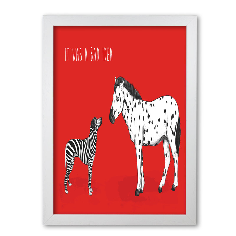 It Was A Bad Idea Humorous Animals by Mercedes Lopes Charro - Print, 29.7 cm H x 21 cm W x 5 cm D, White Grain