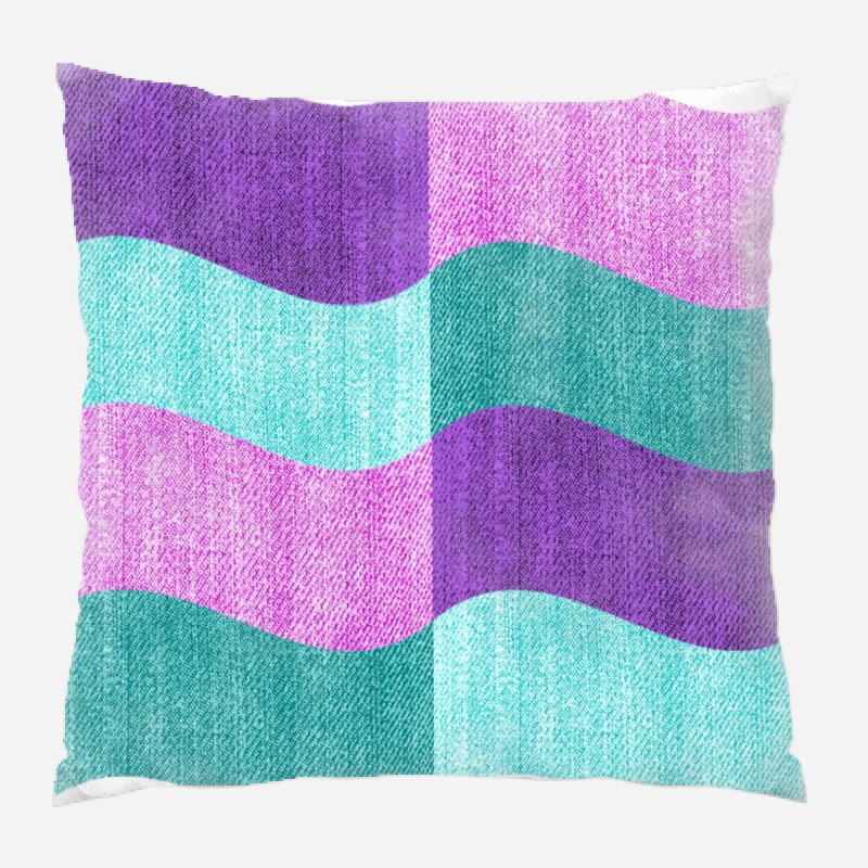 Denim Striped Microsuede Reversible Throw Pillow