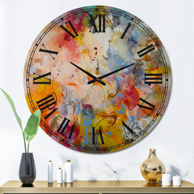 Blue And Yellow Color Whirls - Large Modern Wall Clock