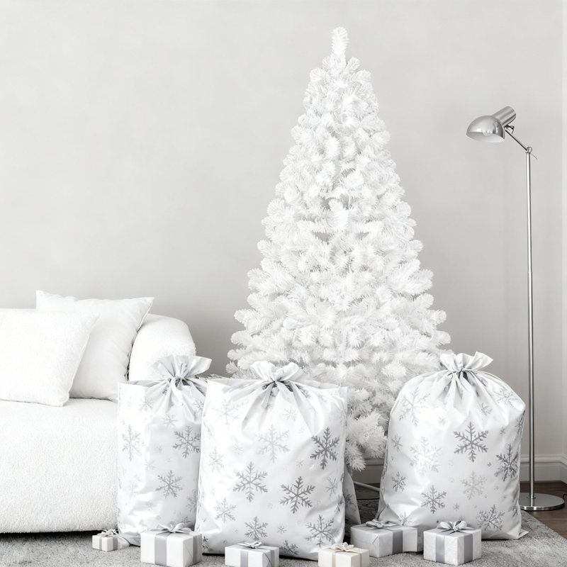 Arbre de Noël artificiel en PVC blanc 5 pi, 498 pointes, facile à assembler, idéal pour les décorations des Fêtes intérieures et extérieures