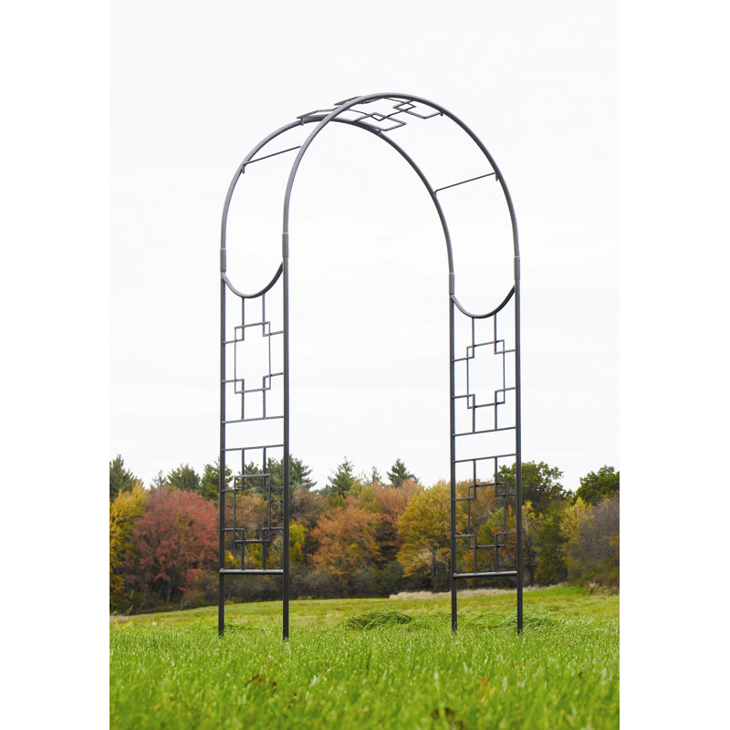Elegant Graphite Iron Garden Arbor - 22"x98"x52"