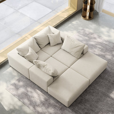 Modern Chenille Upholstered , Oversized Sponge Cloud. Foam Filled. Combination For Living Room, Bedroom Modular Sectional Upholstery, Combination. No Assembly Room