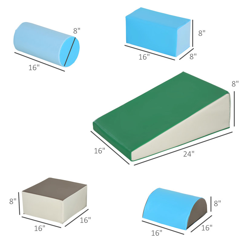 Jeu doux pour plus de 18 mois, housse en mousse haute densité et en polyuréthane, 5 pièces avec différentes formes, favorise la coordination, aucun assemblage requis