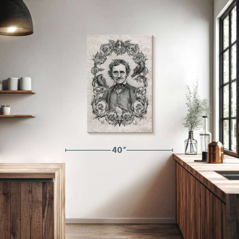 Dessin de Leisha Edgar Allan Poe, H 36 po x l 24 po