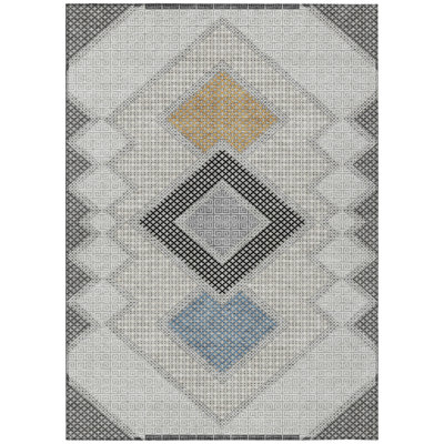 Machine Washable Indoor/Outdoor Xhevrie Gray Rug