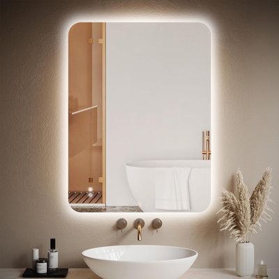 Miroir de salle de bain tricolore en verre trempé à luminosité réglable, désembuage, homologué UR et LTL
