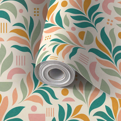 Peel and Stick Wallpaper Contact Paper Mid Century Modern Abstract Botanical Self Adhesive and Removable 17.7in x 118in(45x300cm)