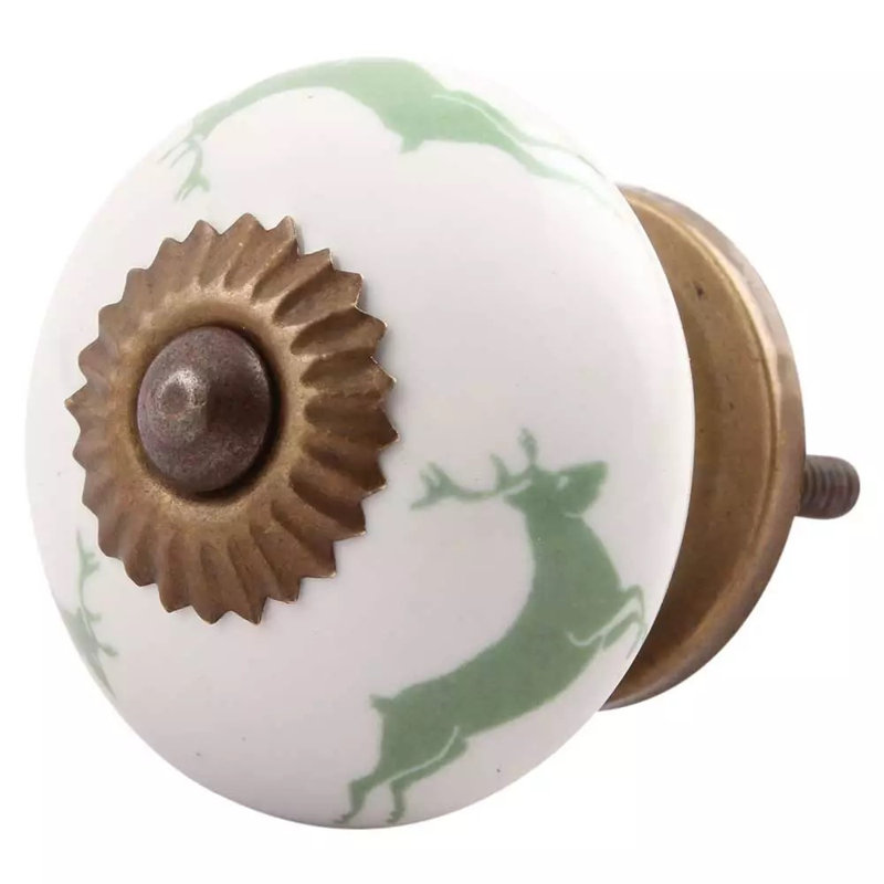 Set of 6 Green Reindeer Knobs