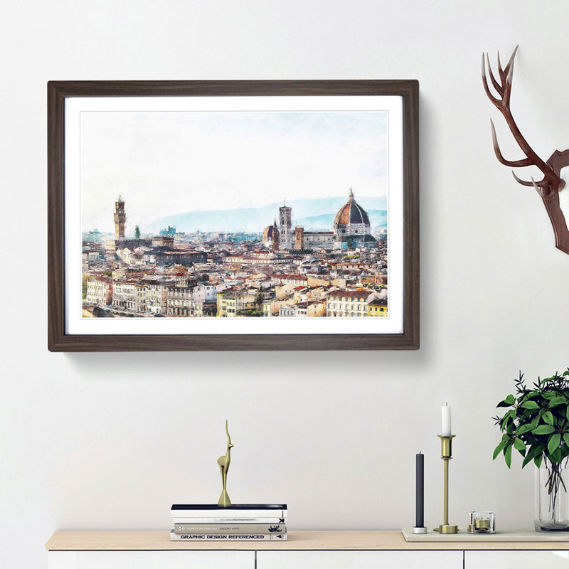 Florence Cathedral & Skyline in Italy - Framed Print, Walnut Framed, 62cm H x 87cm W x 2cm D