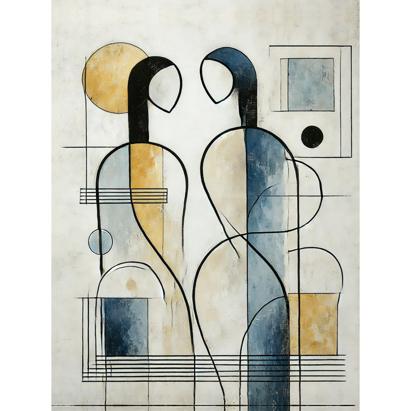 Modern Abstract Figurative Wrapped Canvas Wall Art, 48" H x 36" W x 1.5" D