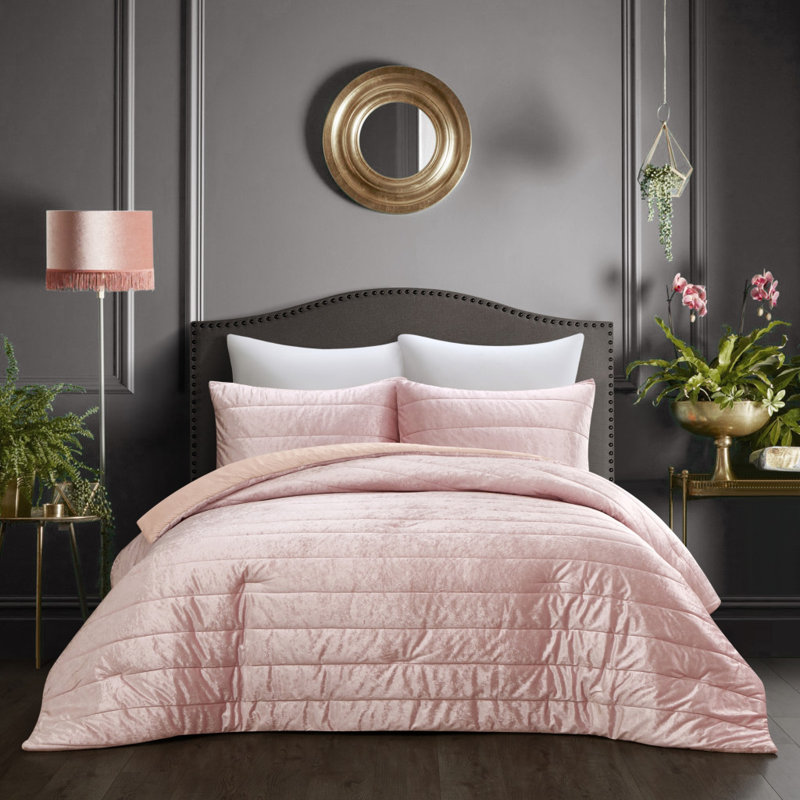 Ensemble d'édredon en duvet lavable 180 fils Blush Polyester, Très grand lit